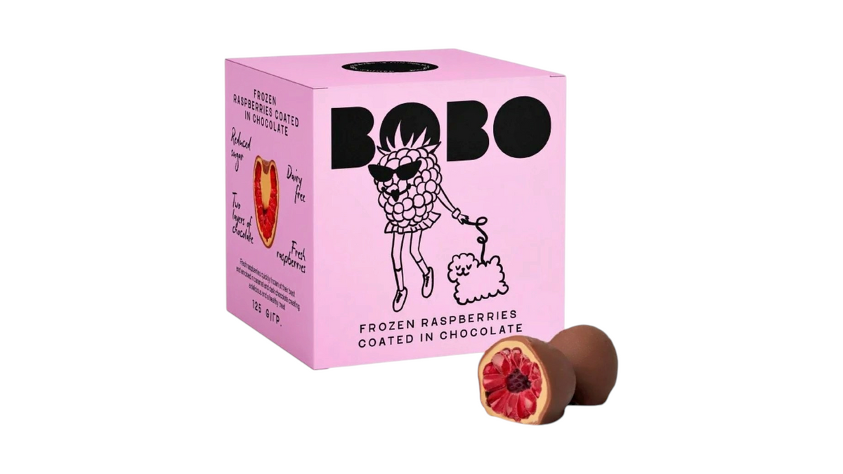 BOBO, RASPBERRIES IN CHOCOLATE 125 G
