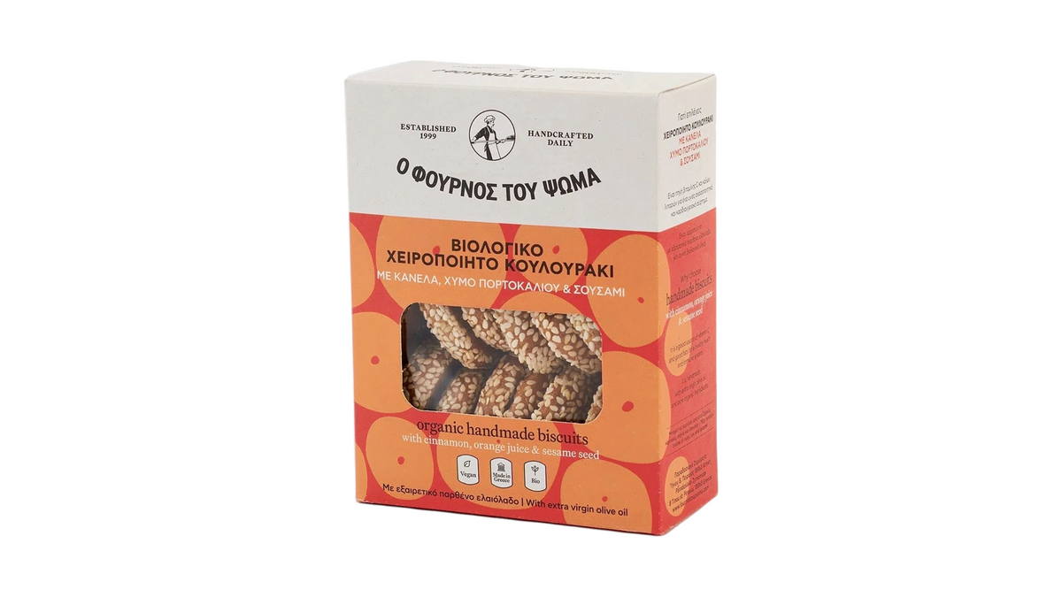 FOURNOS TOU PSOMA, BISCUITS WITH CINNAMON ORANGE JUICE SESAME 170G BIO