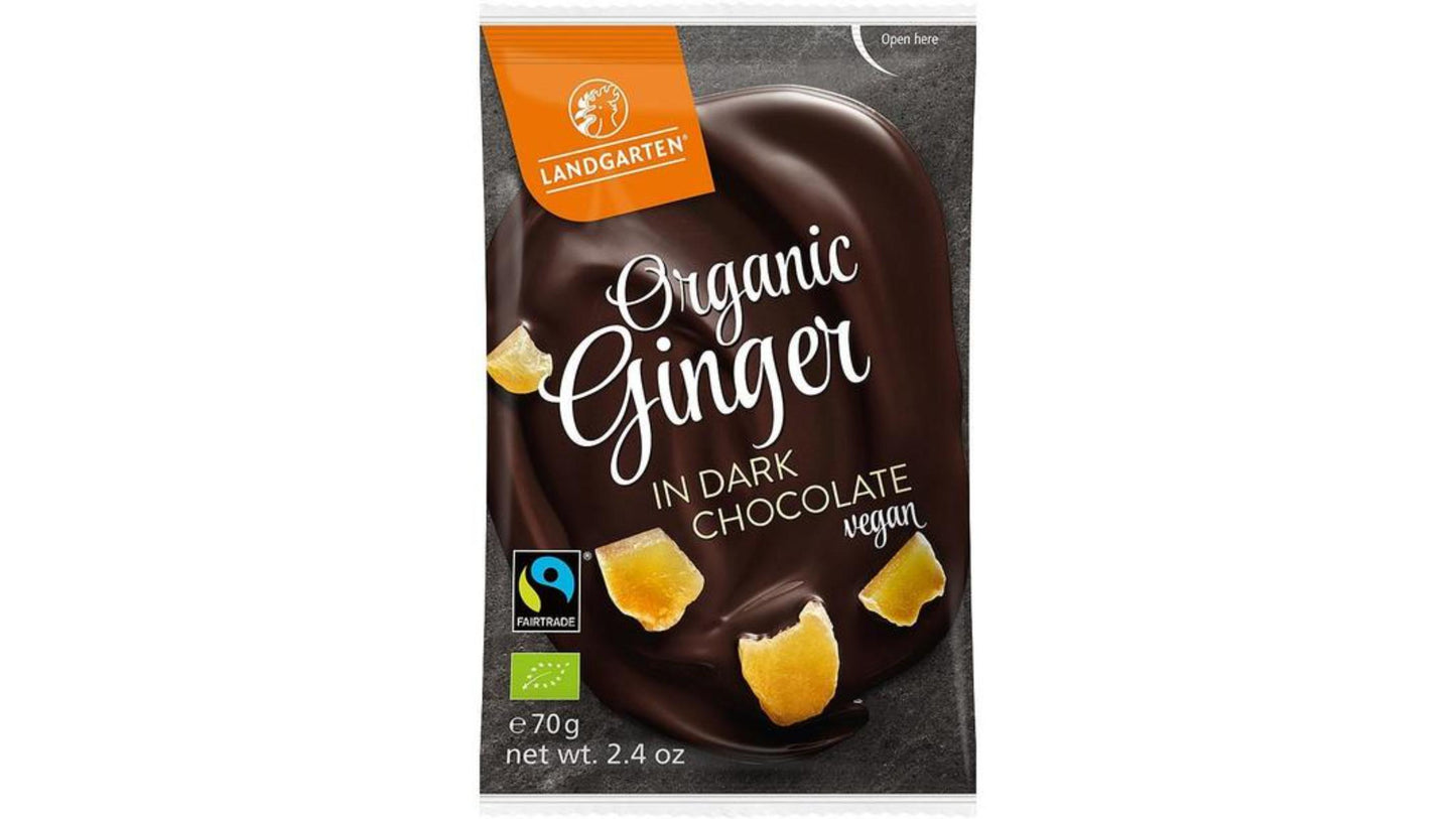 Landgarten, Ginger In Dark Chocolate 70G Bio