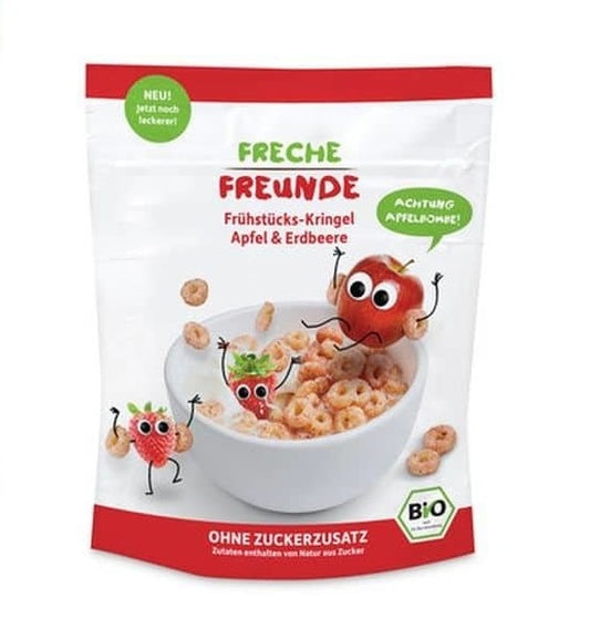 ERDBAR, CEREAL HOOPS APPLE STRAWBERRY 125G BIO