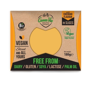 GREENVIE, CHEDDAR FLAVOUR SLICES 180G VEGAN