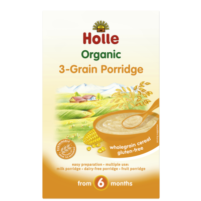 HOLLE, 3 GRAIN PORRIDGE (6M) 250G BIO