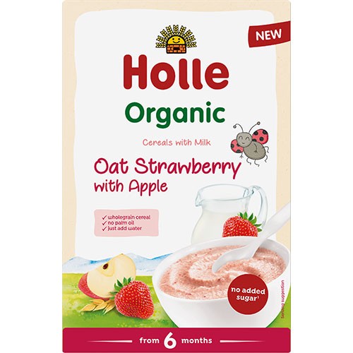 HOLLE, MILK CEREAL OAT STRAWBERRY WITH APPLE 6 MONTHS 250G BIO