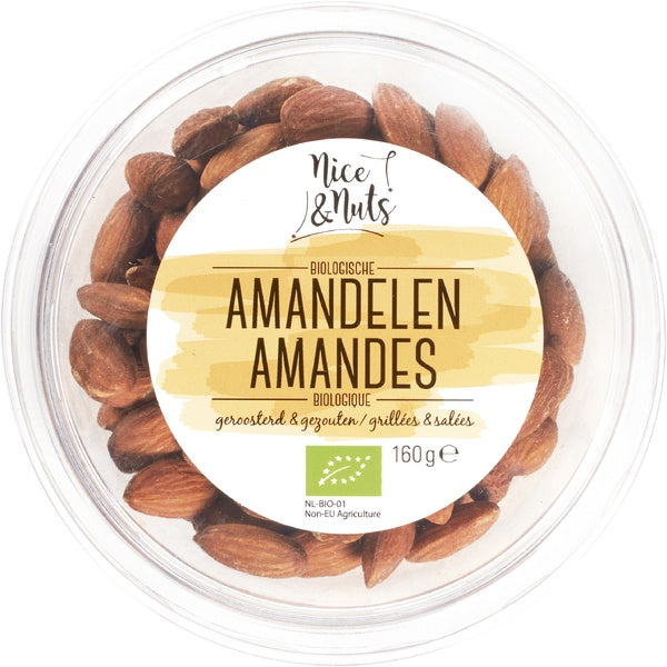 NICE & NUTS, ROASTED BROWN ALMONDS 160G BIO