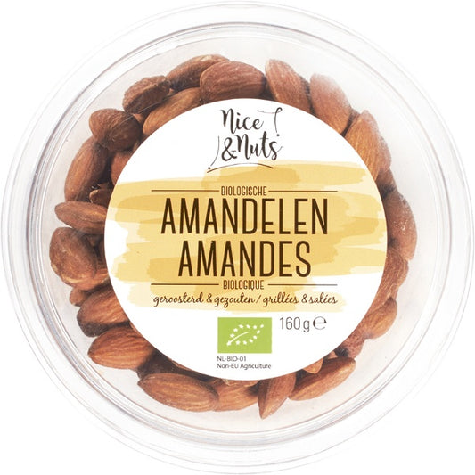 NICE & NUTS, ROASTED BROWN ALMONDS 160G BIO