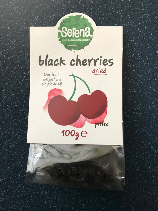 SERENA, DRIED SWEET BLACK PITTED CHERRIES 100G
