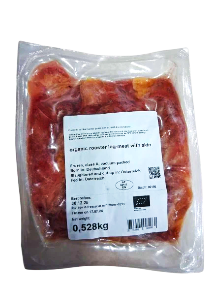 ORGANIC ROOSTER LEG-MEAT WITH SKIN