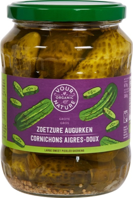 YOUR ORGANIC NATURE, SWEET PICKLED GHERKINS 670G BIO