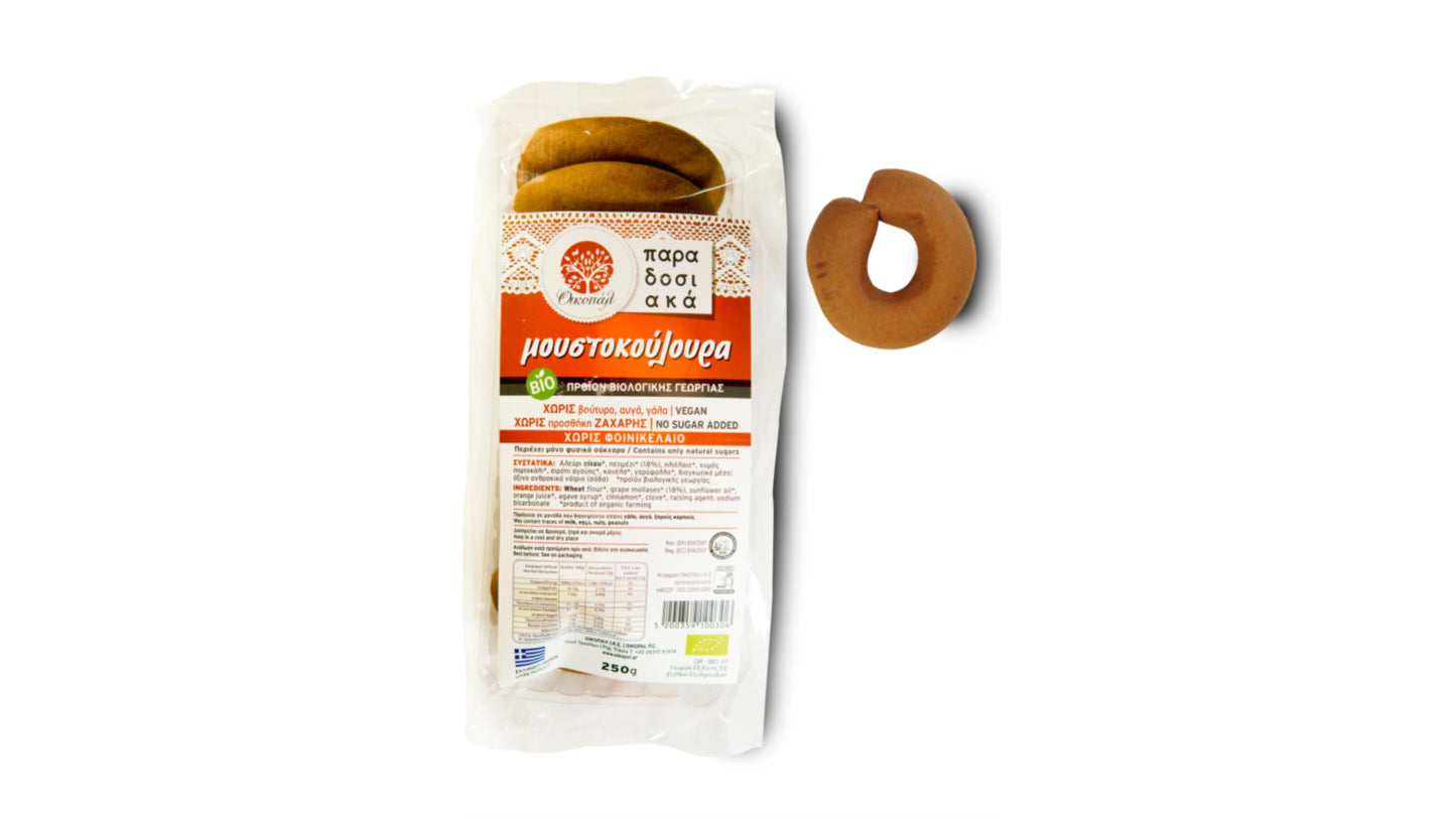 OIKOPAL, MOUSTOKOULOURA GRAPE TRADITIONAL COOKIES 250G BIO